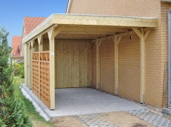 Einzelcarport 7004 Akzent mit Sichtschutz und Holzblende